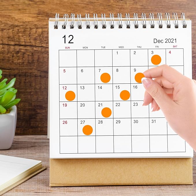 PARLAIM 0.75 inch Diameter Colored Dot Stickers 4 Rolls Pack 4000pcs Orange Round Label Color Coding Marking Stickers Permanent Adhesive for Garage Sale