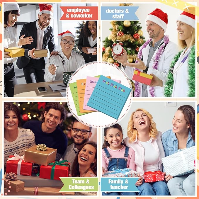 Yinder 24 Pcs Inspirational Sticky Notes with Lines Cute Motivational Sticky Notes Pad Employee Appreciation Gifts Bulk for Teacher Nurse Coworkers Office Supplies 3 x 3''(Light Color,Funny)