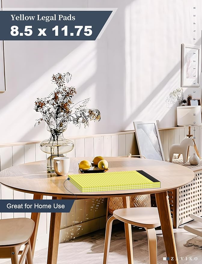 Legal Pad 8.5 x 11, Wide Ruled, 2 Pack, Yellow Legal Pad 8-1/2 x 11, Lined Paper Pads 8.5 x 11, Easy Tears Off, Cardboard Backing, Lined Writing Note Pad, Yellow 70 GSM Pads Of Paper, 30 Sheets/Pad