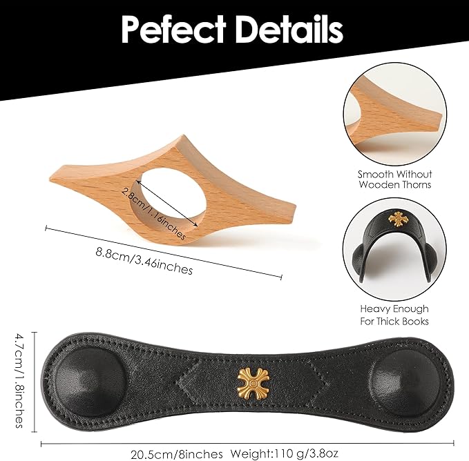 Book Weight Page Holder Wooden Thumb Book Open Holder Weighted Bookmark Corner Reading Book Accessories Gift for Writer Reader(Bookmark+Thumb Page Holder-Yellow)