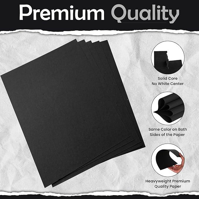 SANZIX 120 Sheets Black Cardstock 5" x 7" - 80 Lbs 220 GSM | Heavyweight Thick Paper Black Cardstock 5x7 | Perfect 5x7 Black Cardstock Printer Paper for Menus, DIY Cards, Invitations & Postcards