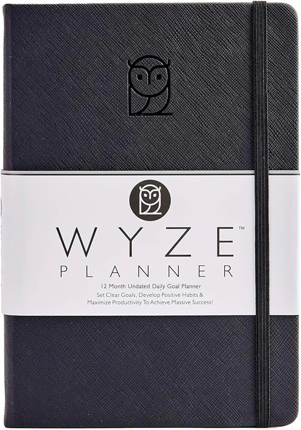 Pro - Goal Setting Planner to Increase Productivity and Achieve Personal and Business Goals. 12 Month Undated Daily, Weekly and Monthly Journal Organizer with Calendar (Black)