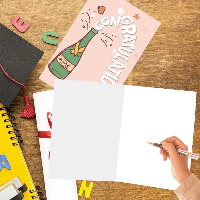 Bright & Fun Congratulations Card Gift for Women Men, Him, Her – Celebrate with Champagne Bottle & Festive Stars – Perfect for Graduations, Promotions, Weddings, and More