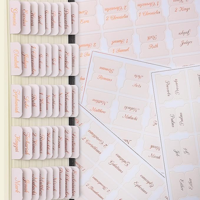 Mr. Pen- Bible Tabs, 75 Tabs, Soft Blush, Bronze Foil Embossed Lettering, Laminated Bible Tabs for Women and Men, Bible Tabs for Study Bible Index Tabs, Bible Book Tabs, Bible Labels Tabs