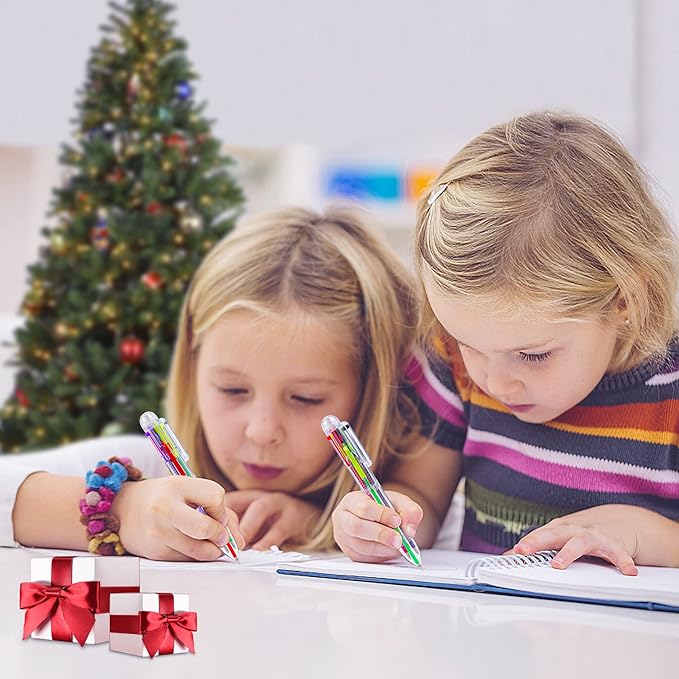 IHPUKIDI 48 Pack 0.5mm 6-in-1 Multicolor Ballpoint Pen, 6 Color Transparent Barrel Retractable Ballpoint Pens for Office School Supplies Students Gift