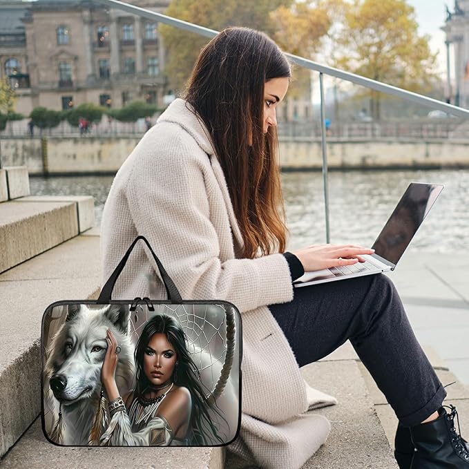 Laptop Sleeve Case Bag 15 inch, White Wolf Slim Carrying Case Durable Handbag Travel Laptop Bag for 15 inch MacBook Air M3/M2/15 Pro/Surface Laptop 7/6/5/4/3/ Dell XPS 15 Plus