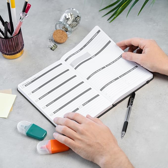 Clever Fox Dated Planner 2025-2026 – Weekly Life Planner Notebook for Goal Setting & Time Management – Planner with Habits Tracker, to-do List & Dated Pages – A5, Lasts 1 Year (Black)