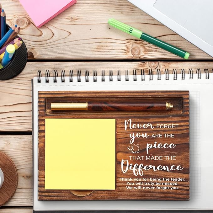 Appreciation Gifts for Leaders, Thank You Gifts for Coworkers, Recognition Going Away Farewell Gifts for Boss Employee, Never Forget You are The Piece Desk Self-Stick Note Pad Holders TZP11