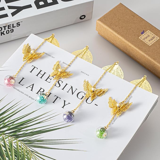 Bookmark with Gift Card,Golden Leaf Book Mark, Rose Flower Craft Gift Card Envelope, Gift for Family, Friend, Kid, Book Lovers rosegw