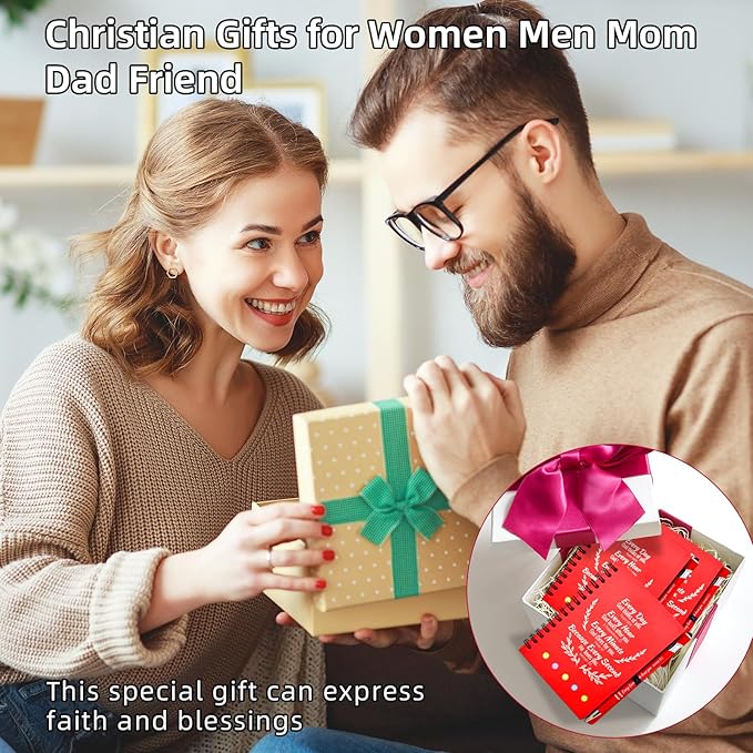 40 Pcs Bulk Christian Gifts Prayer Journal for Woman - 20 Set Religious Notepad with Christian Pen - Bible Notebook - Church Gifts for Mother's Day, Bible Study, and Family Devotions (Red)