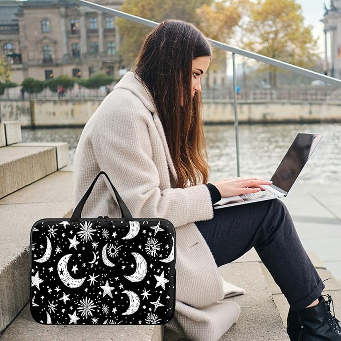 Laptop Sleeve Case Bag 15 inch, Moons Stars Slim Carrying Case Durable Handbag Travel Laptop Bag for 15 inch MacBook Air M3/M2/15 Pro/Surface Laptop 7/6/5/4/3/ Dell XPS 15 Plus