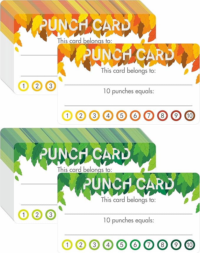 102 PCS Punch Cards, Incentive Reward Card Student Awards Loyalty Cards for Business, Classroom, Kids Behavior, Students, Teachers, 3.5” x 2”, 2 Styles