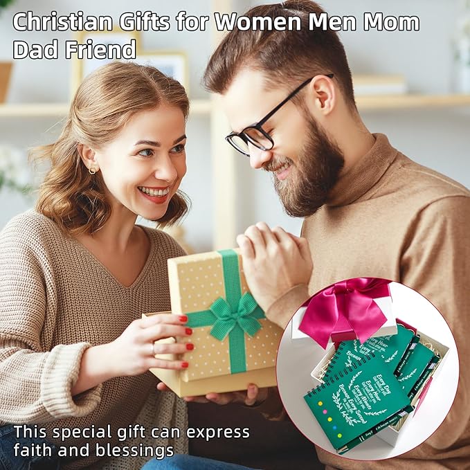 60 Pcs Bulk Christian Gifts Prayer Journal for Woman - 30 Set Religious Notepad with Christian Pen - Bible Notebook - Church Gifts for Mother's Day, Bible Study, and Family Devotions ( Green )