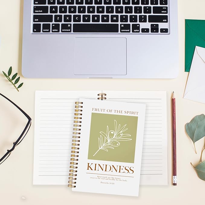 BearCake Bible Notebooks for Note Taking,Bible Journaling Notebook,Christian Notebook Journal,Fruit of the Spirit Kindness Christian Gifts for Women,Spiral Notebook 5.5x8.3