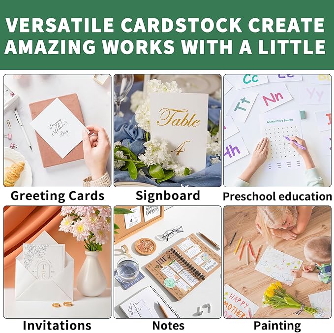 50 Sheets White Cards Blank - 5''x7'' White Card Stock 300gsm/110lb Thick Paper Cardstock, Heavy CardStock Blank for Wedding Invitations, Index Cards, Greeting, Note - PAP07300050