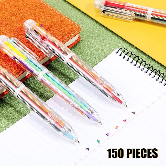 Handepo 360 Pcs 6 in 1 Multicolor Ballpoint Pen Bulk 0.5 mm 6 Color Retractable Ballpoint Pack Colorful Ink Rainbow Pen Supplies Party Favors for Office School Teacher Gift Carnival Reward