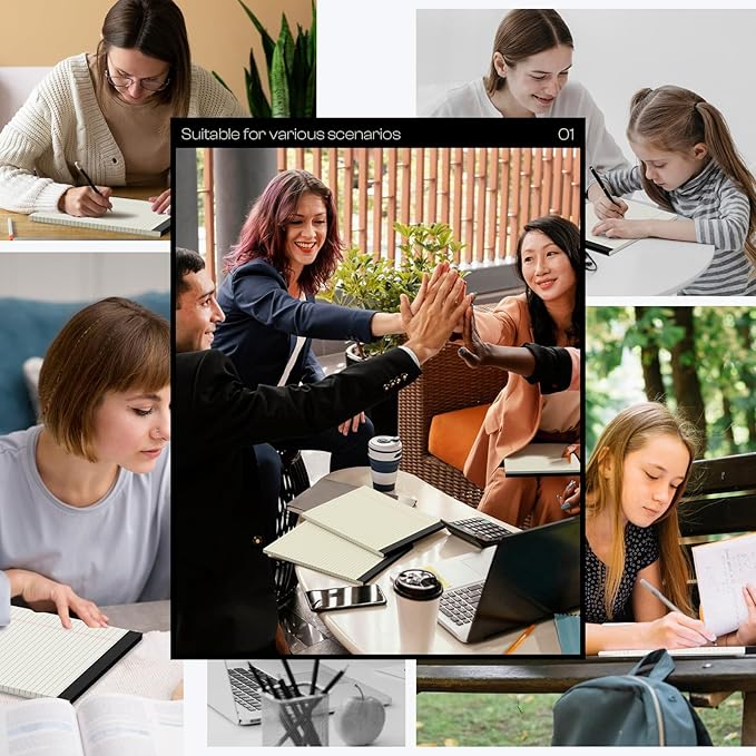 Legal Pads 8.5 x 11 inches 12 Pack Wide Ruled Note Pads 8.5 x 11 Notepads, Canary Lined Paper Study Backing Printed Writing Pads, 30 Sheets per Perforated Notepad for Business, Home, Office, School