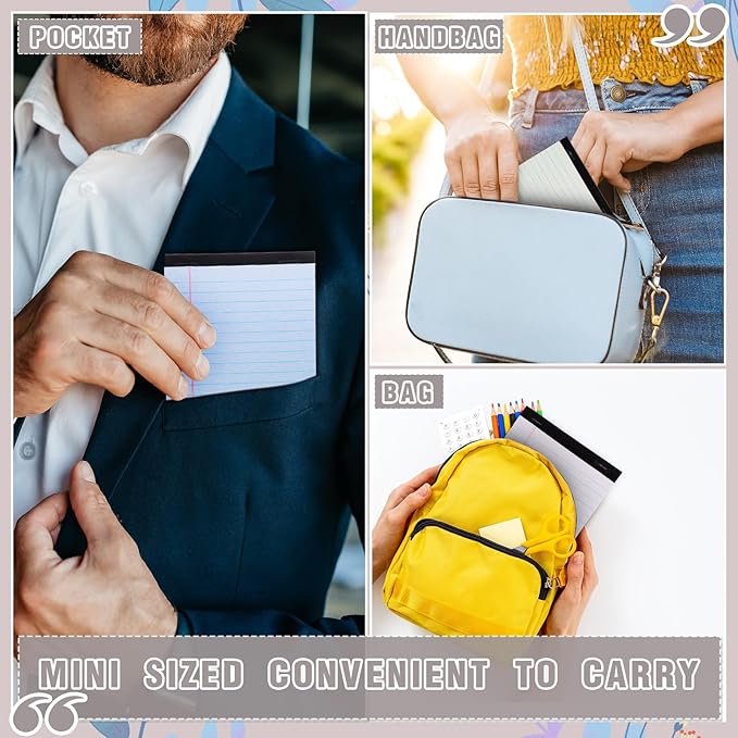 Lincia 24 Pcs 4" x 6" Legal Pad Writing Notepads Small Legal Pad College Ruled 30 Sheets Multiple Color Lined Note for Work 80 Gsm Paper for Grocery List Shopping List (Sweet Color)