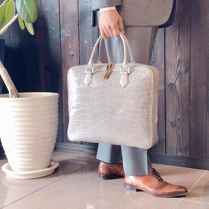 Masami Handmade Genuine Crocodile Leather Business Bag, Briefcase, Japanese brand, Leather bag
