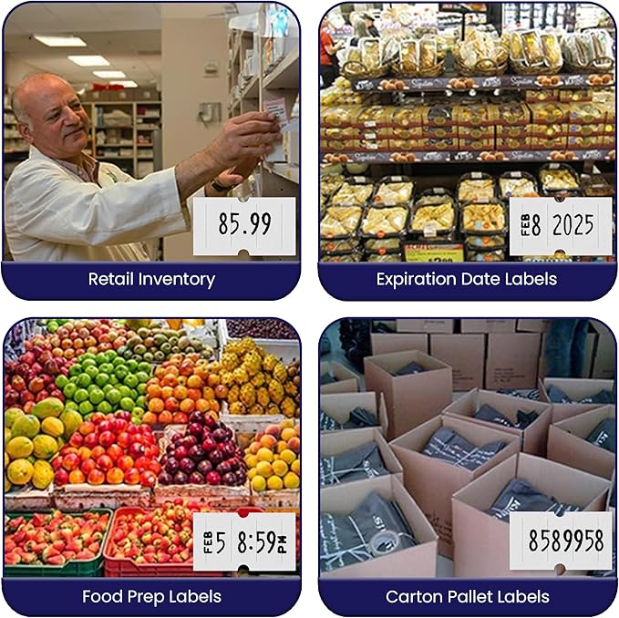 Perco Lite 1 Line Dater Gun with Labels Kit - Includes 5,000 Blank White Labels, 2 Ink Rollers, 1 Ink roll and Labels Pre-Loaded