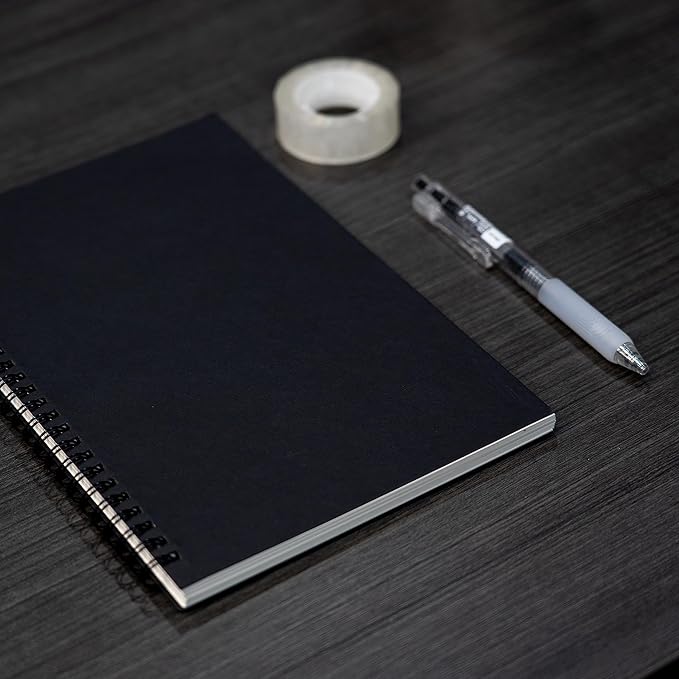 2 Pack College Ruled Notebook, Soft Black Cover Spiral Notebook, Memo Notepad Sketchbook, Students Office Business Diary Spiral Book Journal,100 Pages, 50 Sheets, 7.5x 5.1 Inches