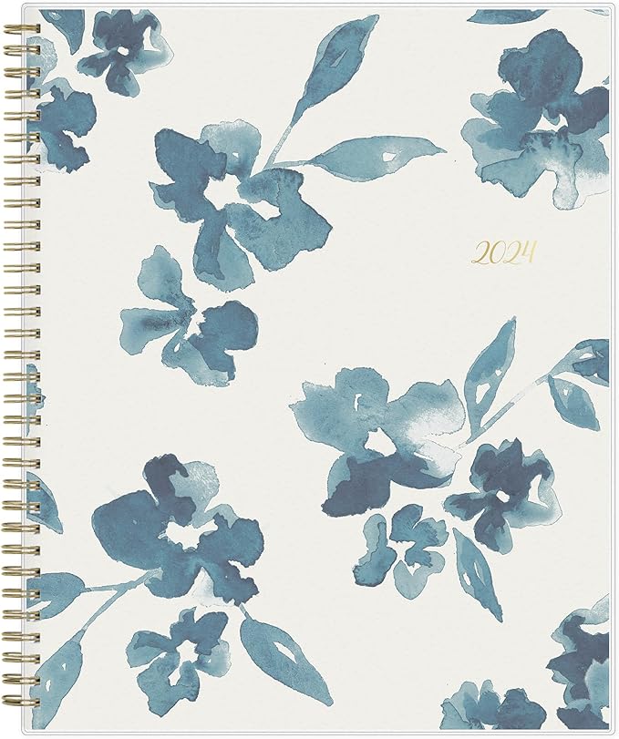 Blue Sky 2024 Weekly and Monthly Planner, January - December, 8.5" x 11", Frosted Cover, Wirebound, Bakah Blue (137261-24)