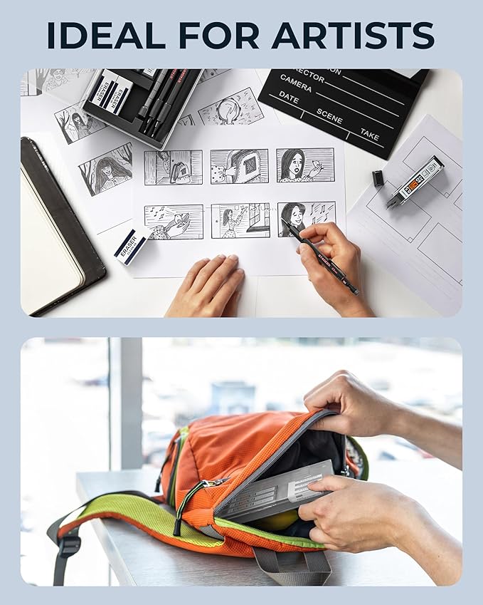 Mechanical Pencils 0.5 with Case, Metal Weatherproof Body Outdoor Artist Mechanical Pencil with 120 PCS HB & 2B Lead Refills, Eraser, for Writing Drafting Drawing and Sketching