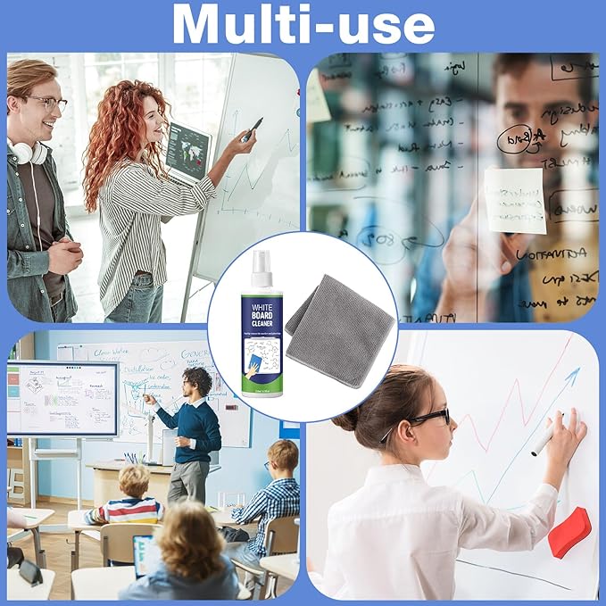 12 Pack Whiteboard Cleaner Spray 8.5oz Dry Erase Board Cleaner with 4 Cloths Non Toxic Dry Erase Cleaner Removes Stubborn Marks from Whiteboards