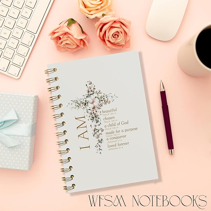 Inspirational Notebook - Christian Gifts, Daily Prayer Journal, Prayer Notebook, Spiral Bible Notebook, Christian Gifts Journal, Daily Prayer Journal, Christian Notebook for Women, 5.5x8.3 Inches