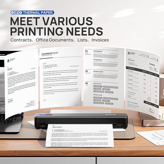 POLONO D810 Thermal Printer Paper 8.5 x 11 Inch, Advanced Thermal Printing, US Letter Size Thermal Paper Compatible with D810, Folded, Continuous, Size 8.5" x 11", 200 Sheets