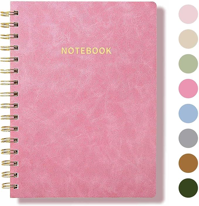 Spiral Notebook College Ruled Soft Cover Suede Aesthetic Note book 160Pages 8.5" x 6.34" For Work Note taking,Journals For Writing School Office With Double-Sided Pocket,100GSM Thick Paper