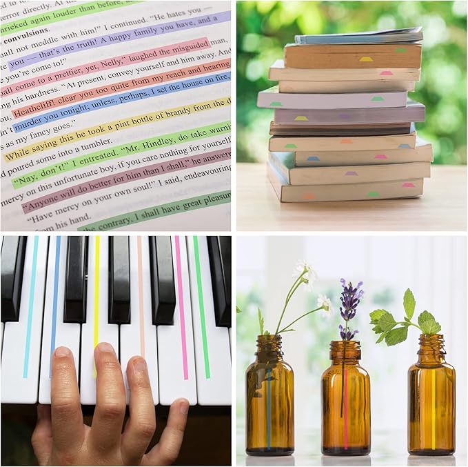 HAUTOCO 960PCS Highlighter Tape for Books, 6 Sheets Long Sticky Notes Tabs for Annotating Books, Transparent Highlighter Strips Index Flags Page Markers for Aesthetic Office School Study Supplies