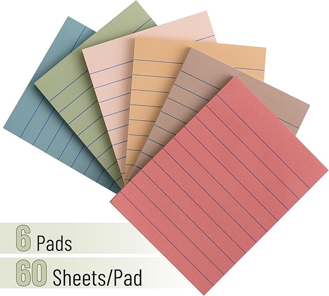 Mr. Pen Sticky Notes - Lined Pads, 3"x4", 360 Sheets, Vintage Colors