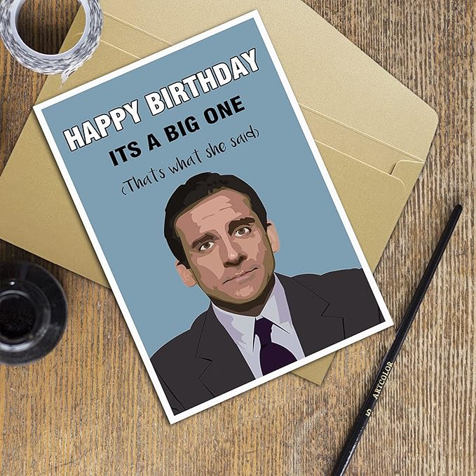 Ziwenhu Happy Birthday Card for Him, Funny Birthday Gifts for Women, Michael Scott Bday Card for Her, The Office Birthday Card for Friend
