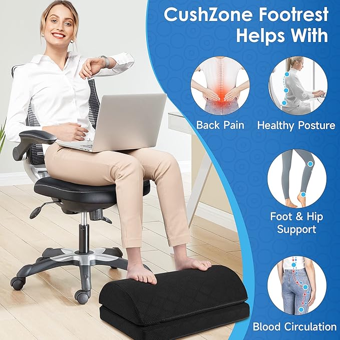 Foot Rest,Desk & Gaming Accessories,Foot Rest for Under Desk at Work,Comfortable Footrest with 2 Adjustable Heights & Removable Cover, Office Desk Accessories(Black-19.7 in)