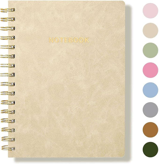 Spiral Notebook College Ruled Soft Cover Suede Aesthetic Note book 160 Pages 8.5" x 6.34" For Work Note taking,Journals For Writing School Office With Double-Sided Pocket,100GSM Thick Paper