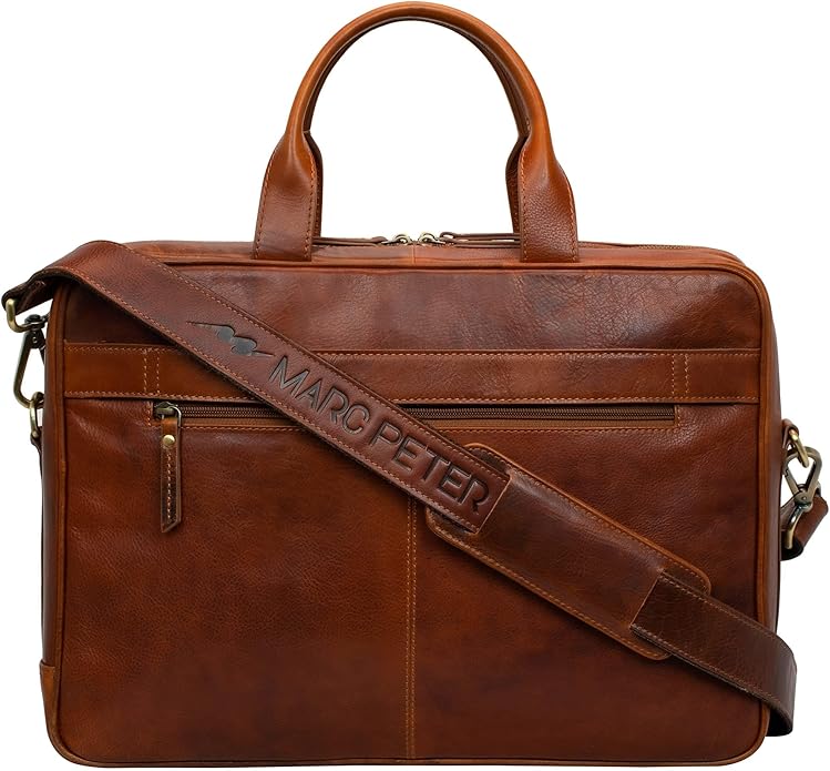 Marc Peter Laptop Bag Los Angeles I Leather Shoulder bag for 15.6 inch Laptop I Briefcase for men and women