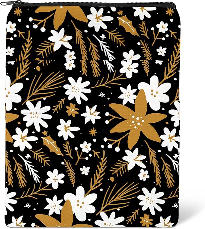 Book Sleeve Book Covers Book Protector Floral Printed with Zipper Washable Fabric for Teen Adult Book Lover Teacher Student(Medium,11 X 8.7 Inch)…