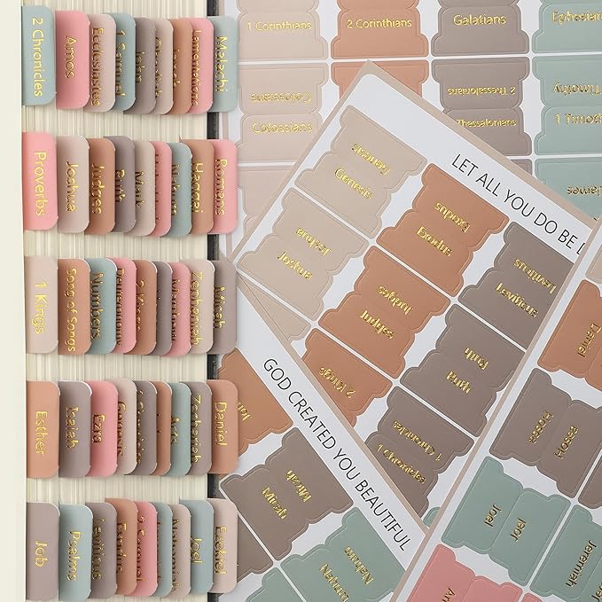 Mr. Pen- Bible Tabs, 75 Tabs, Spring Palette, Gold Embossed Lettering, Laminated Bible Tabs for Women and Men, Bible Tabs for Study Bible Index Tabs, Bible Book Tabs, Bible Labels Tabs