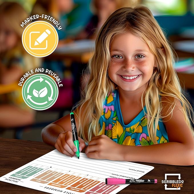 SCRIBBLEDO Place Value Chart Math Practice 9”x12” Small White Board Dry Erase Sheets Math Manipulatives Math Supplies Homeschool Teacher Students Classroom Pack of 10 Sheets