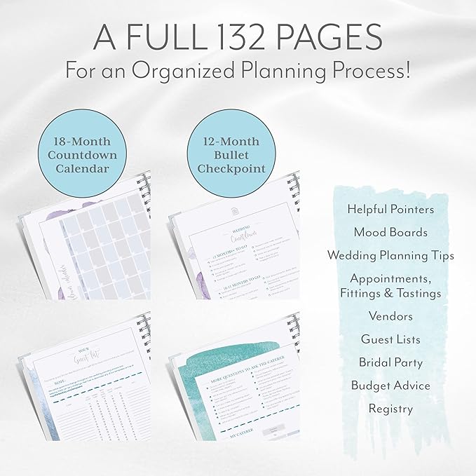 Your Perfect Day Wedding Planner and Organizer - Step-by-Step Guide, Advice, Checklist - Includes Customizable Countdown Calendar (WATERCOLOR)