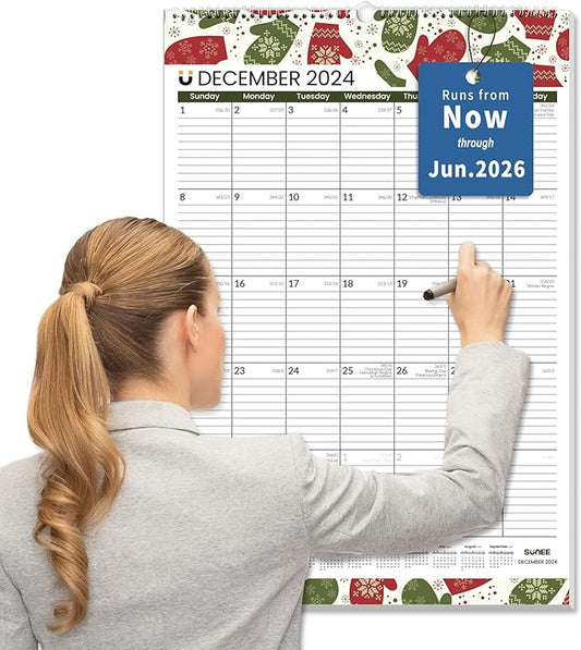 SUNEE 2025 Wall Calendar Large 22.75"x15.5" with Lines, 21 Month Calendar from Now to June 2026, Vertical Extra Large Monthly Calendar 2025 for Wall, Seasons Color