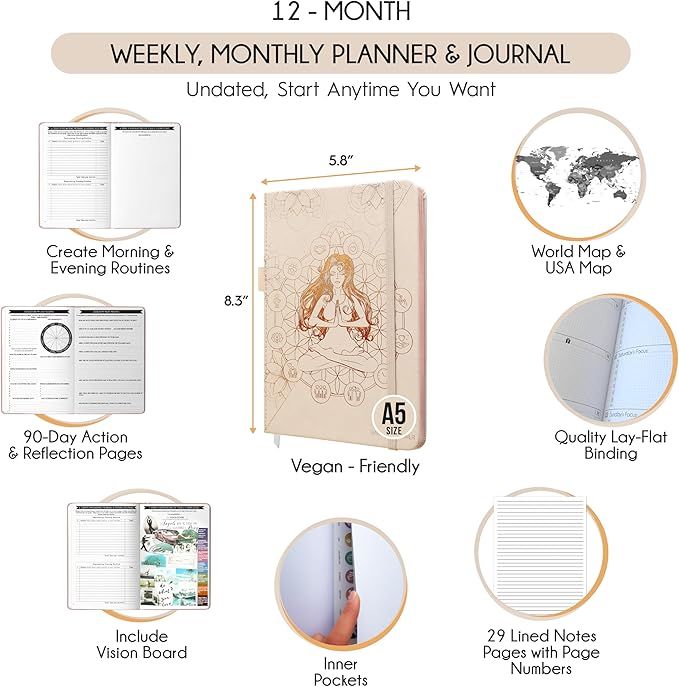 Harmony Goal Planner - A 12 Month Journey to Bring Harmony In Your Life, Increase Productivity, Passion, Success & Happiness - Life Planner, Habit-Tracker, Gratitude Journal & Organizer (Undated)