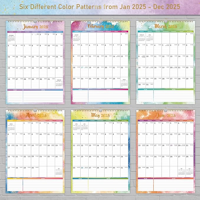 2025 Wall Calendar - Wall Calendar 2025, 12" x 17", Jan.2025 - Dec.2025, 2025 Calendar with 12 Months, Twin-Wire Binding + Hanging Hook + Large Ruled Blocks with Julian Dates
