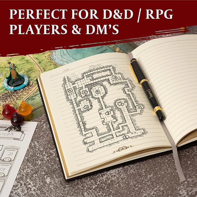 DND Notebook / Journal, Unique 200 Page Book with 3D Pink Phoenix Embossed Faux Leather Cover with Pen- Ideal for Dungeons & Dragons / D&D. Great RPG Accessories Gift for DM's & Players, Men or Women
