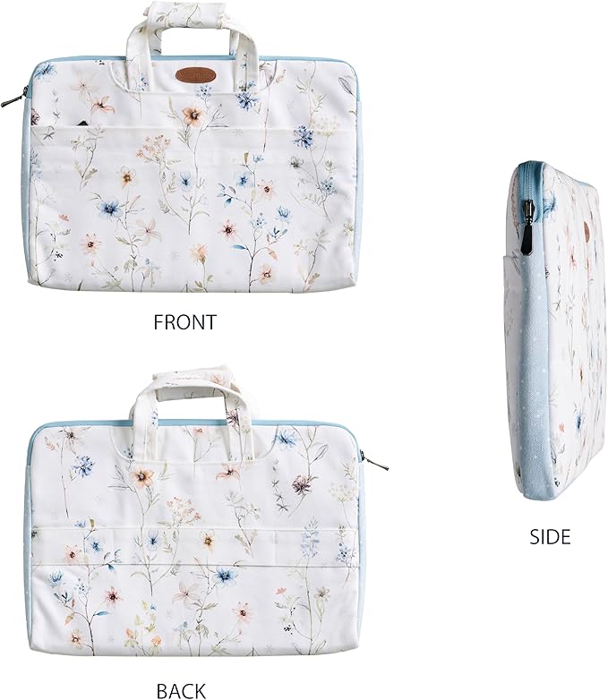 Maison d'Hermine Laptop Bag upto 15.6 inch Stain and water repellent Cotton canvas - Ice Florals