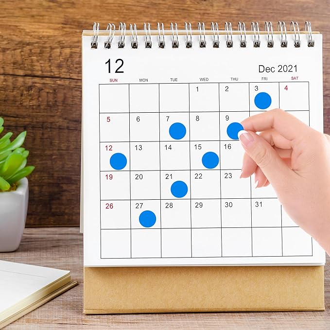 PARLAIM 0.75 inch Diameter Colored Dot Stickers 4 Rolls Pack 4000pcs Blue Round Label Color Coding Marking Stickers Permanent Adhesive for Garage Sale