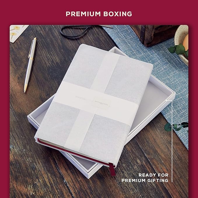 BEECHMORE BOOKS Lined Journal Notebook, 5.8 x 8.3 inch, A5 160 Lined Pages, Hardcover Leather Journals for Women, Men, Writing and Notebooks for Work - 120 GSM Thick Paper, Gifts Box Included