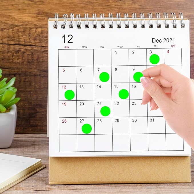 PARLAIM 0.75 inch Diameter Colored Dot Stickers 4 Rolls Pack 4000pcs Fluorescent Green Round Label Color Coding Marking Stickers Permanent Adhesive for Garage Sale