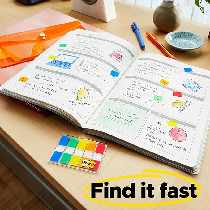 Post-it Flags Value Pack, 50/Dispenser, 4 Dispensers/Pack, 1 in Wide, Assorted Bright Colors, Includes FREE Flags + Highlighter (680-PPBGVA)